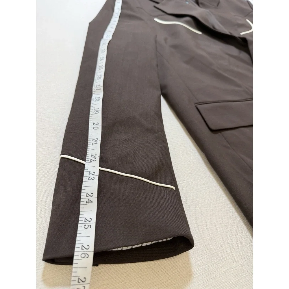 NWT ZARA X Harry Lambert Brown Contrast Suit Jacket Size US 44 EUR 54 Wool